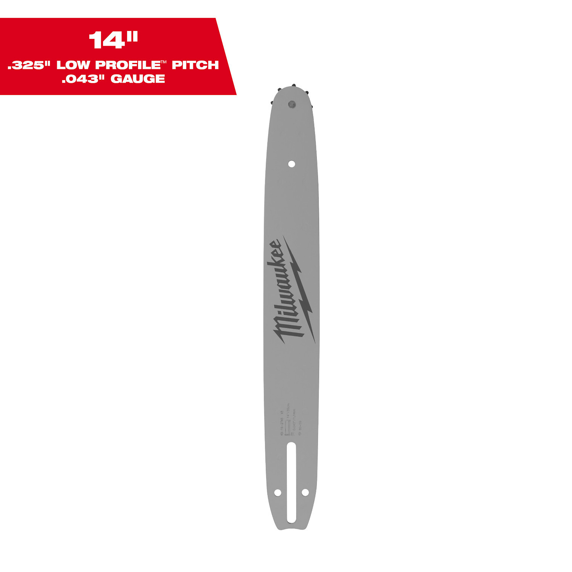 Milwaukee 14" .325" LOW PROFILE™ Pitch, .043" Gauge Guide Bar, Model# 49-16-2745